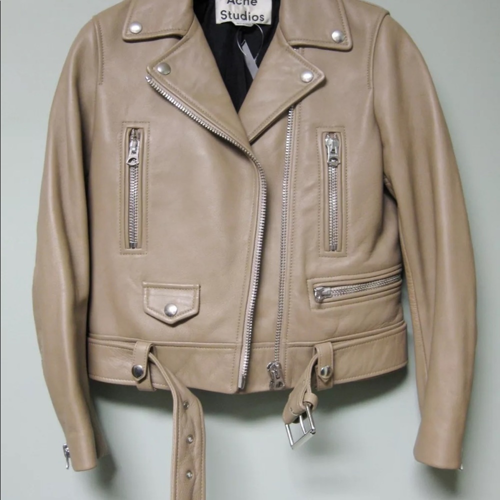 NEW Acne Studios Mock Leather Biker Moto Jacket 32 - Picture 6 of 8